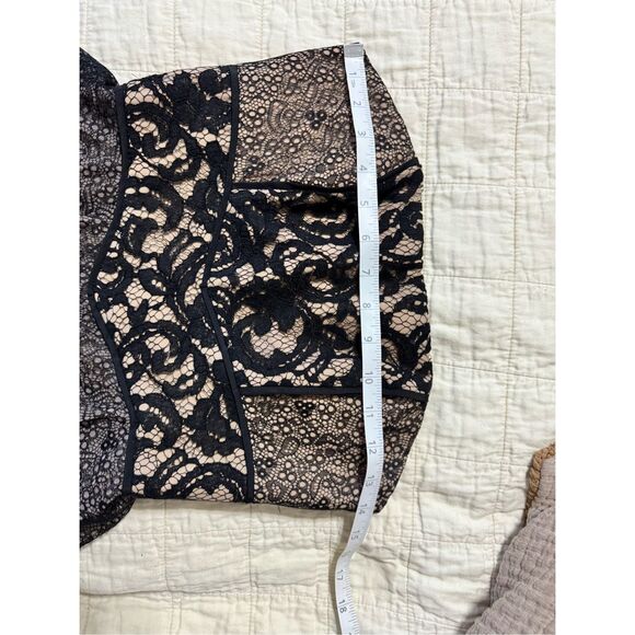 BCBGMaxAzria Black Tan Corset Ruffle Mini Dress Whimsigoth Girly Sz‎ 0 - Picture 5 of 8